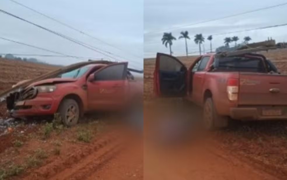 Motorista morr3 após bater contra poste e levar choque ao sair do carro em Goiás